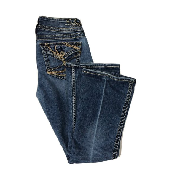 Silver Suki Surplus Women's 29x30 Blue Denim Jeans Bootcut Hemmed - Picture 1 of 8